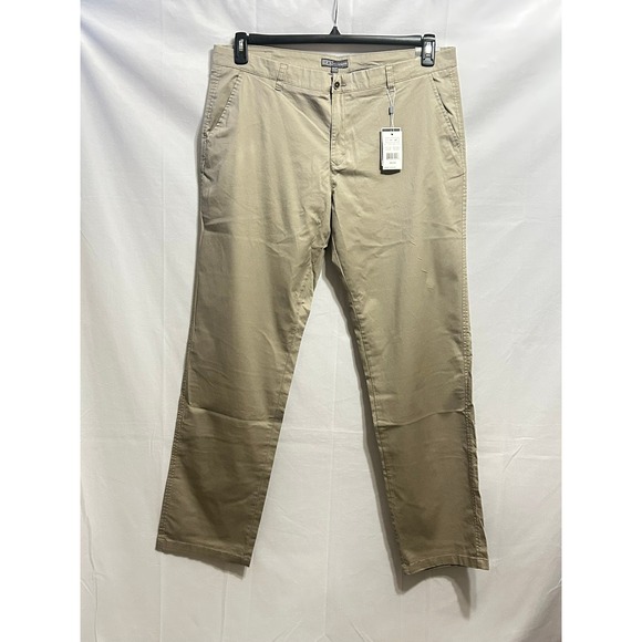 NWT Ike Behar Mens Khaki Chino Pants 38x34 Flat Front Business Casual Pants $120